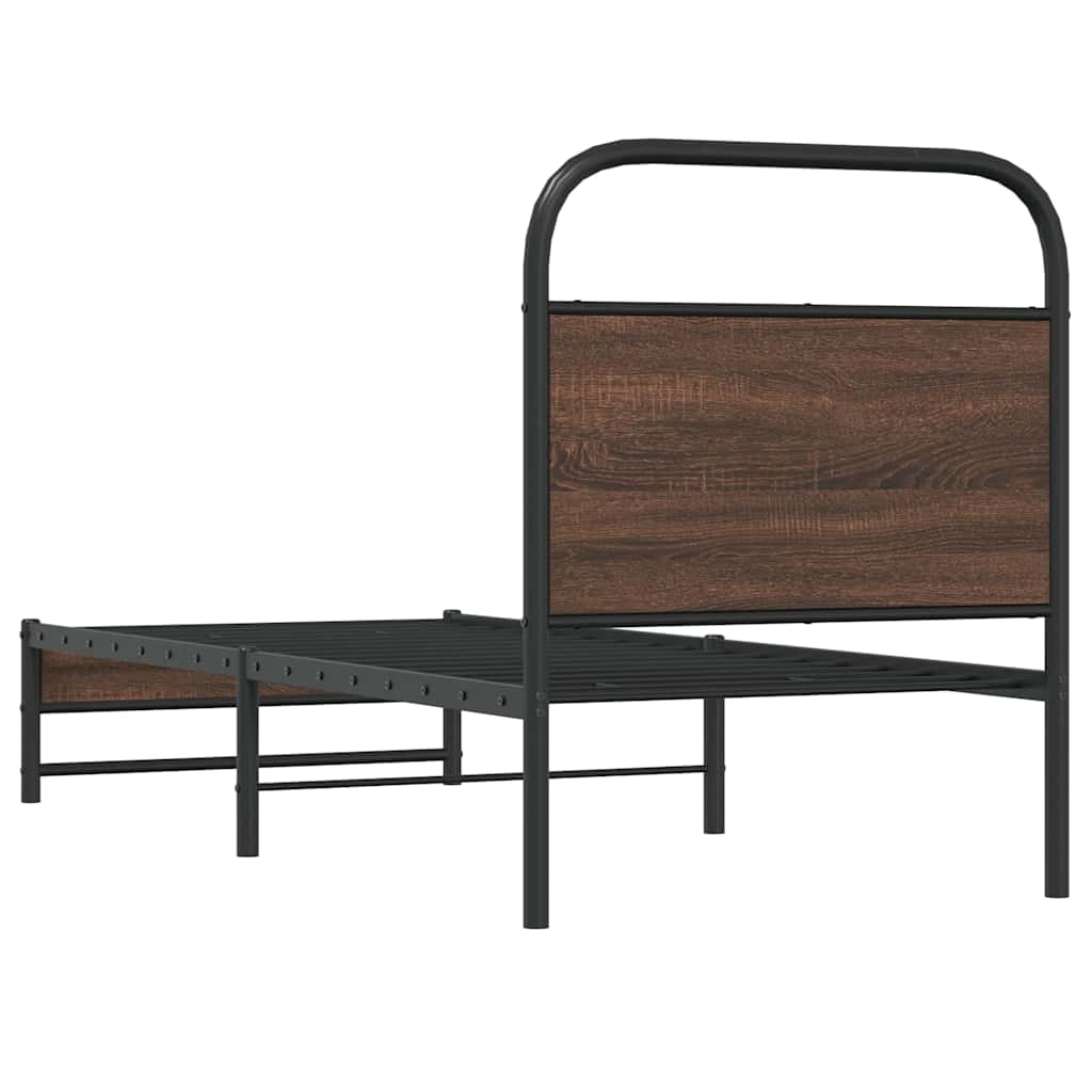 vidaXL Bed Frame without Mattress 75x190 cm Brown Oak Engineered Wood