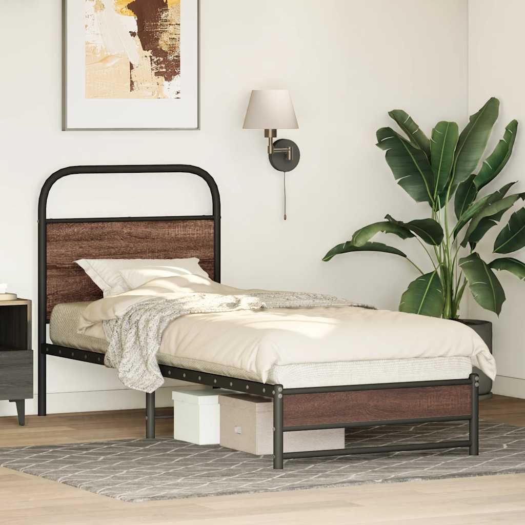 vidaXL Bed Frame without Mattress 80x200 cm Brown Oak Engineered Wood