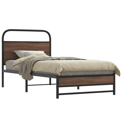 vidaXL Bed Frame without Mattress 90x190 cm Brown Oak Engineered Wood
