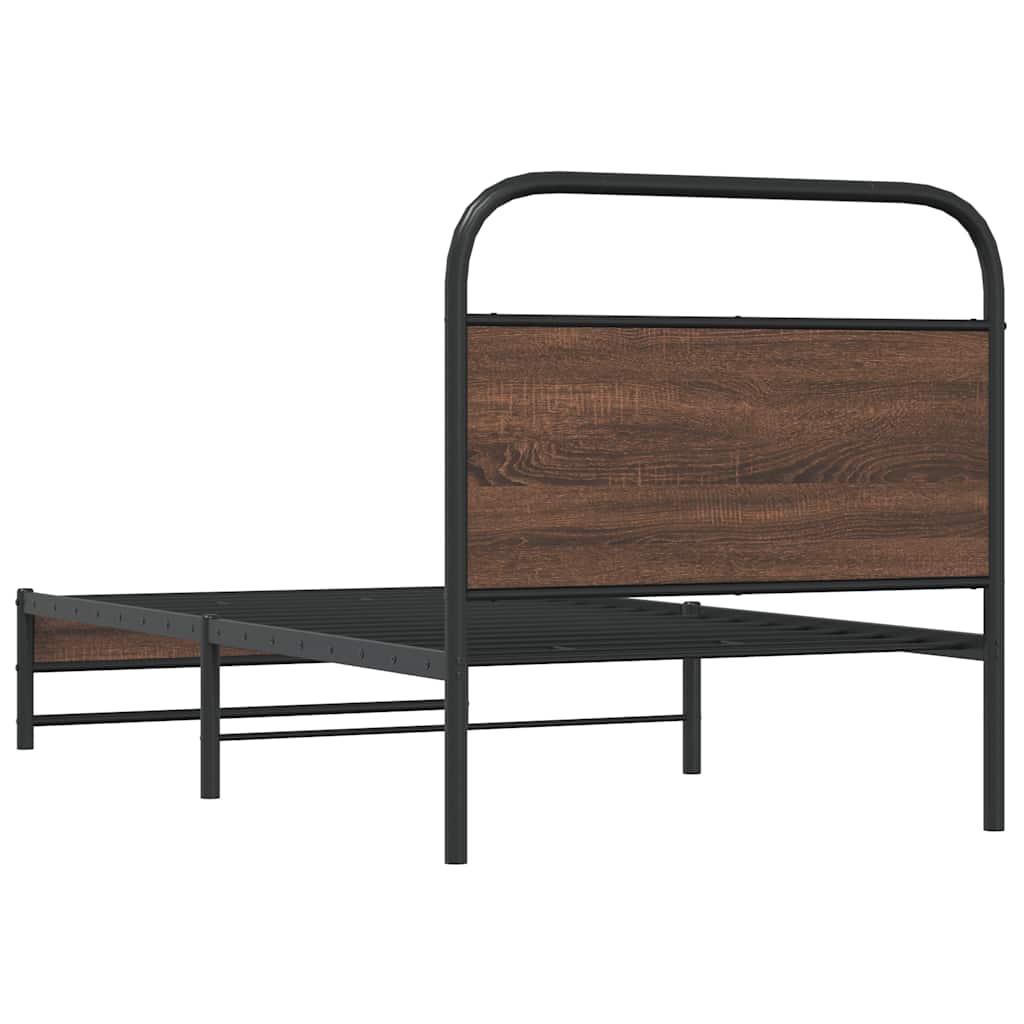 vidaXL Bed Frame without Mattress 100x190 cm Brown Oak Engineered Wood