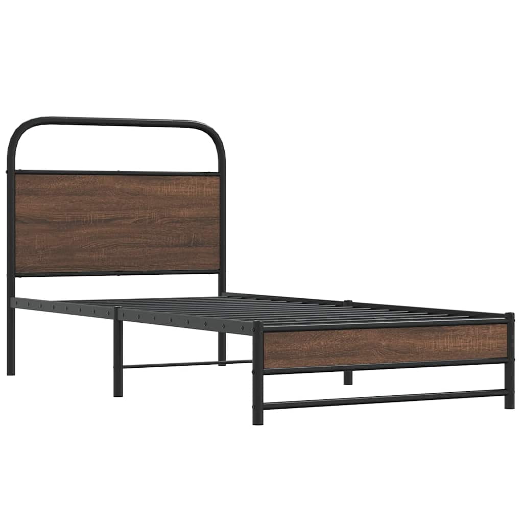 vidaXL Bed Frame without Mattress 100x200 cm Brown Oak Engineered Wood