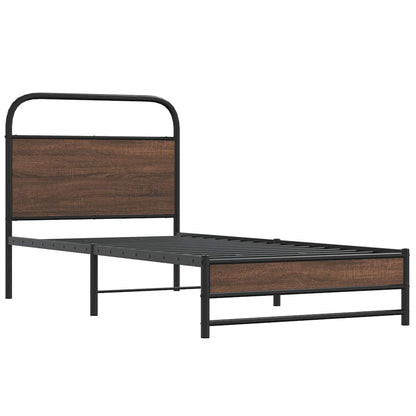 vidaXL Bed Frame without Mattress 107x203 cm Brown Oak Engineered Wood