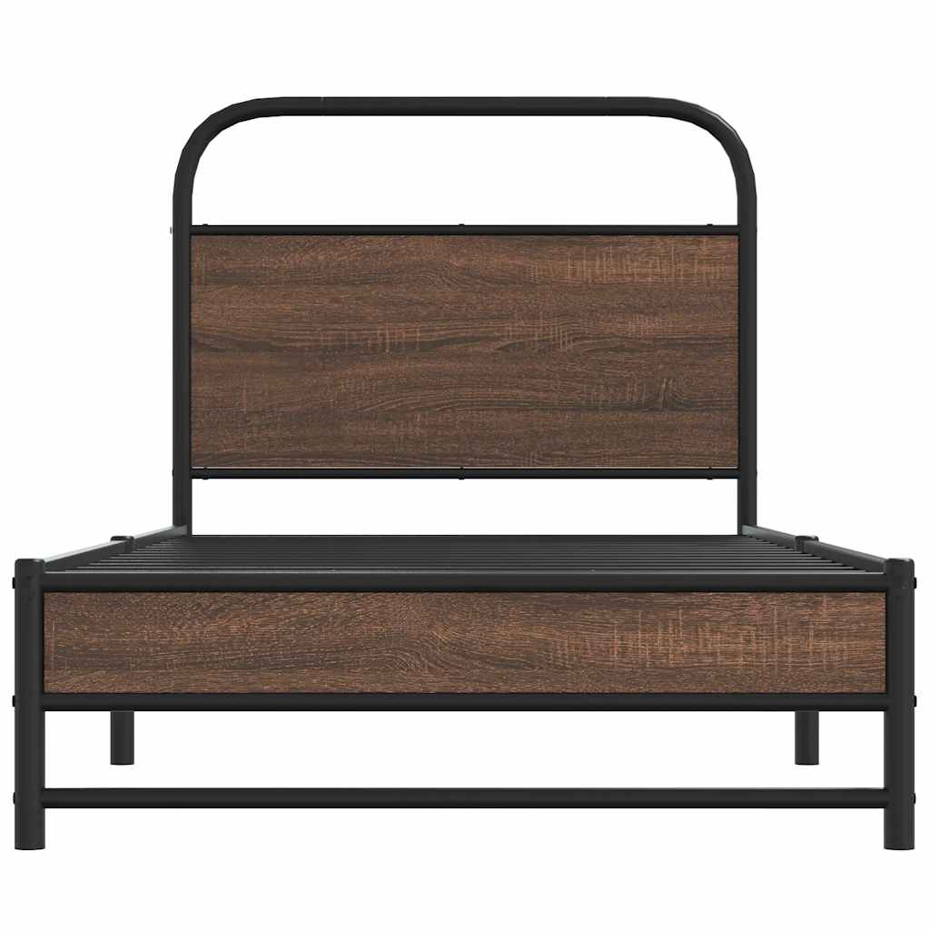 vidaXL Bed Frame without Mattress 107x203 cm Brown Oak Engineered Wood