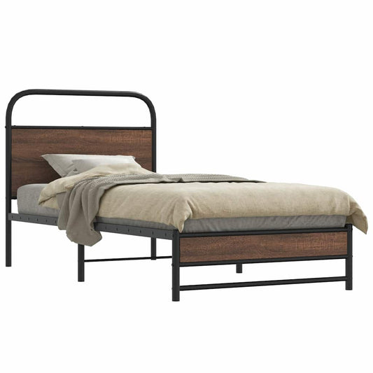 vidaXL Bed Frame without Mattress 107x203 cm Brown Oak Engineered Wood