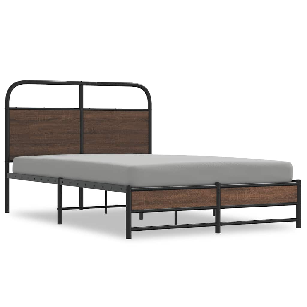 vidaXL Bed Frame without Mattress 120x190 cm Brown Oak Engineered Wood
