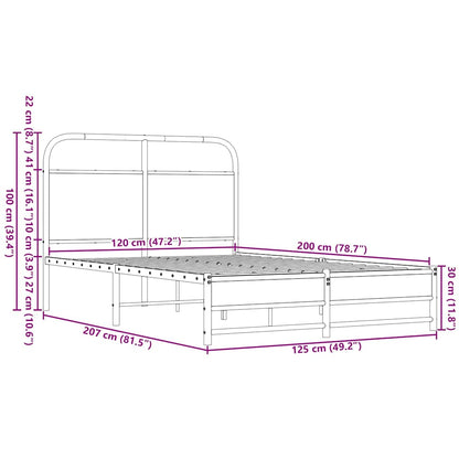 vidaXL Bed Frame without Mattress 120x200 cm Brown Oak Engineered Wood