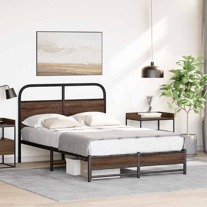 vidaXL Bed Frame without Mattress 135x190 cm Brown Oak Engineered Wood