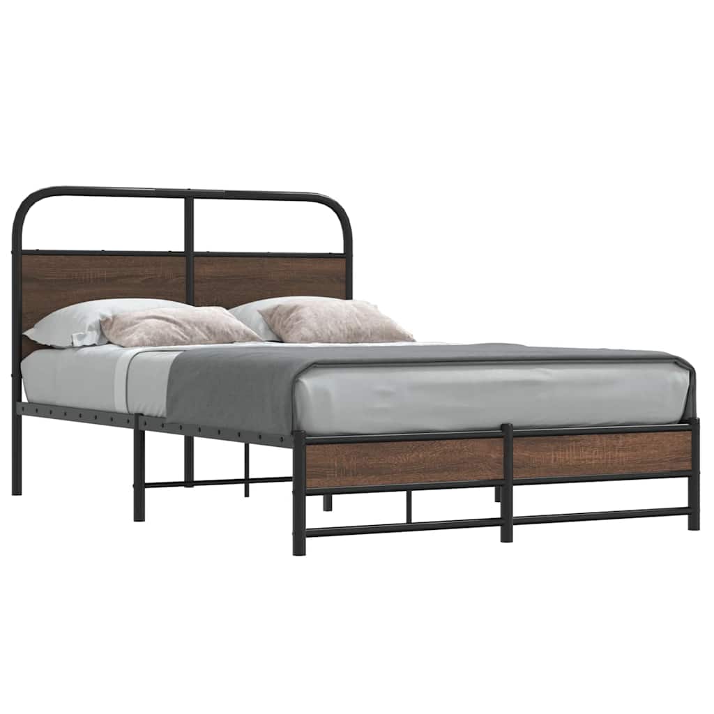 vidaXL Bed Frame without Mattress 135x190 cm Brown Oak Engineered Wood