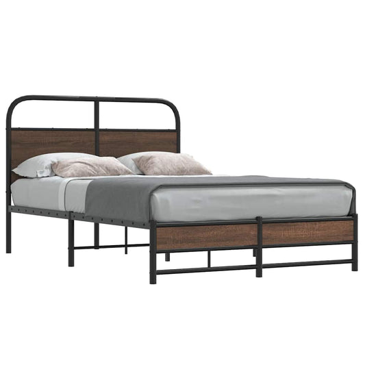 vidaXL Bed Frame without Mattress 135x190 cm Brown Oak Engineered Wood