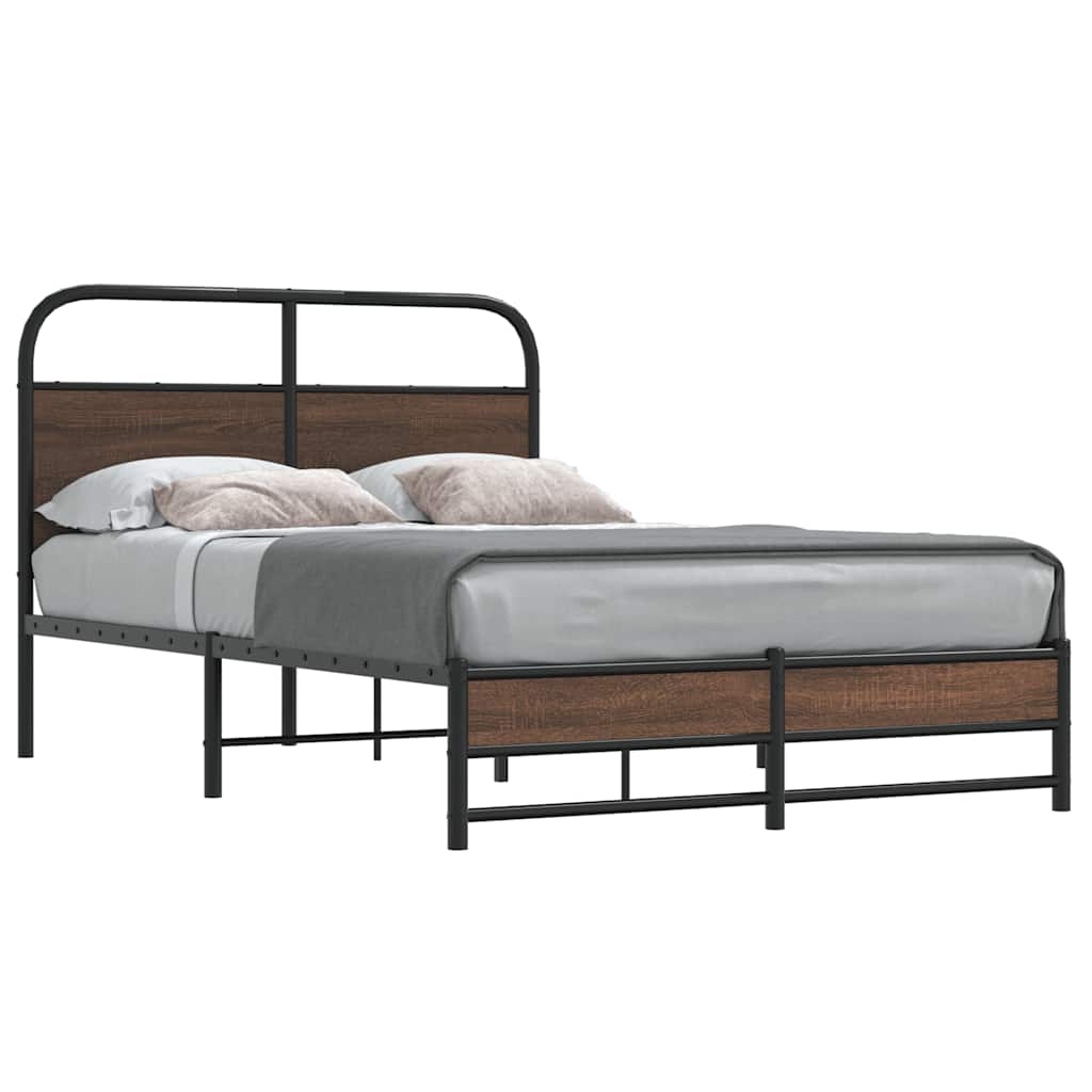 vidaXL Bed Frame without Mattress 140x190 cm Brown Oak Engineered Wood