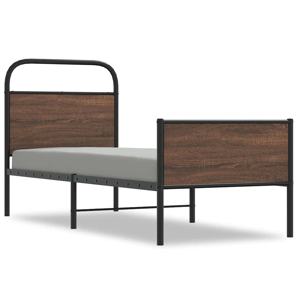 vidaXL Bed Frame without Mattress 75x190 cm Brown Oak Engineered Wood