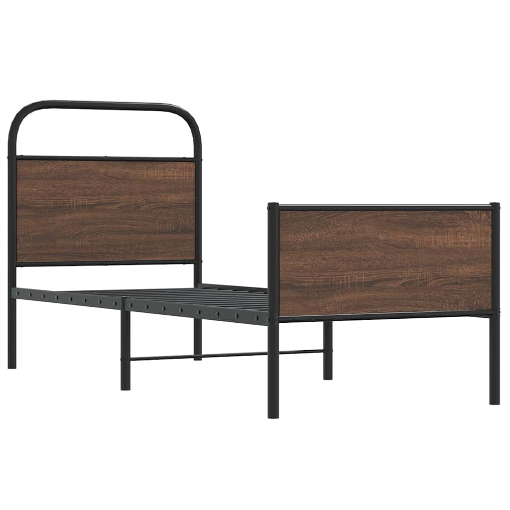 vidaXL Bed Frame without Mattress 75x190 cm Brown Oak Engineered Wood