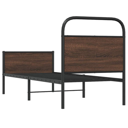 vidaXL Bed Frame without Mattress 75x190 cm Brown Oak Engineered Wood