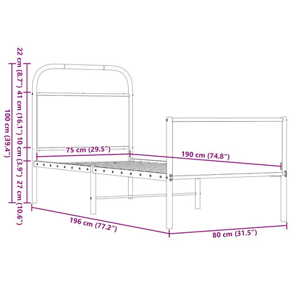 vidaXL Bed Frame without Mattress 75x190 cm Brown Oak Engineered Wood