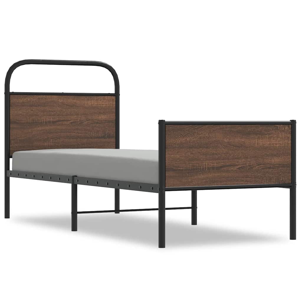 vidaXL Bed Frame without Mattress 80x200 cm Brown Oak Engineered Wood