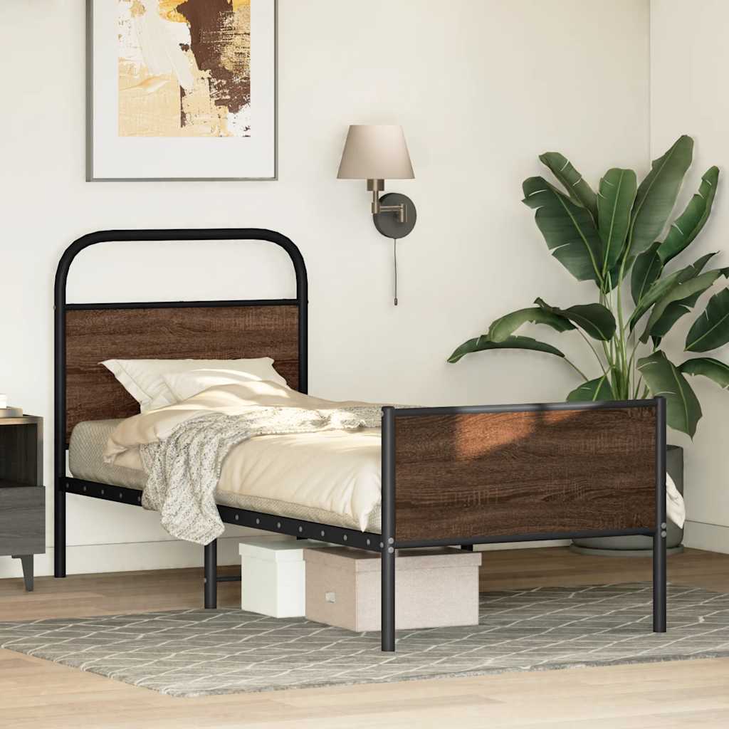 vidaXL Bed Frame without Mattress 80x200 cm Brown Oak Engineered Wood