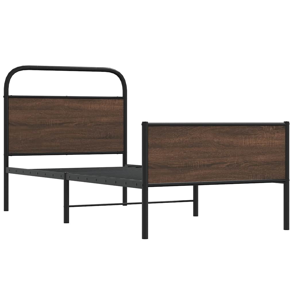 vidaXL Bed Frame without Mattress 90x190 cm Brown Oak Engineered Wood