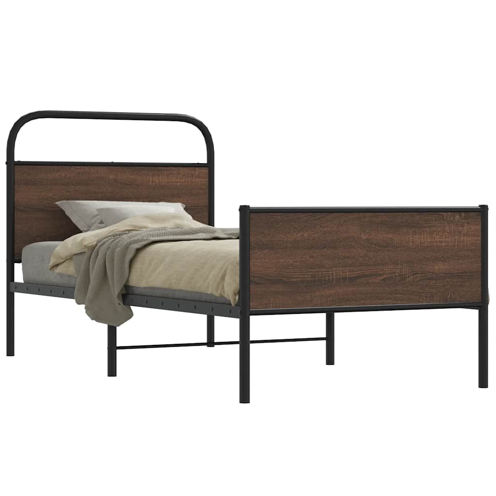 vidaXL Bed Frame without Mattress 90x190 cm Brown Oak Engineered Wood