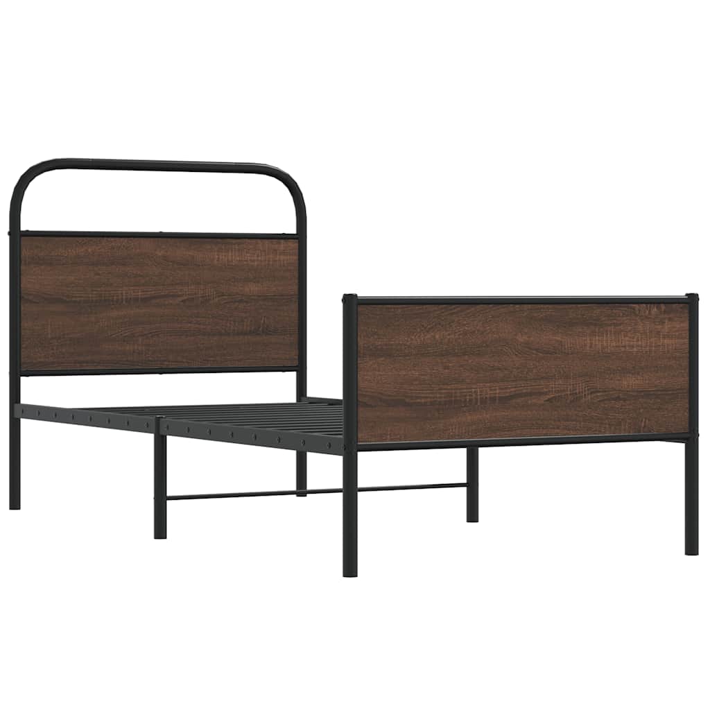 vidaXL Bed Frame without Mattress 90x200 cm Brown Oak Engineered Wood