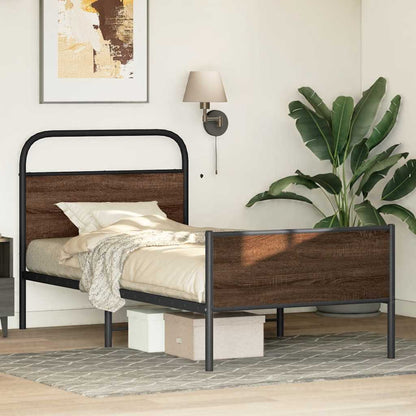 vidaXL Bed Frame without Mattress 90x200 cm Brown Oak Engineered Wood