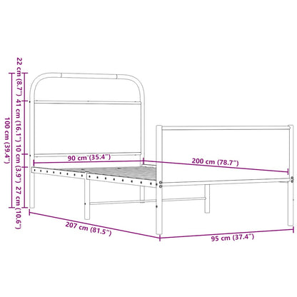 vidaXL Bed Frame without Mattress 90x200 cm Brown Oak Engineered Wood