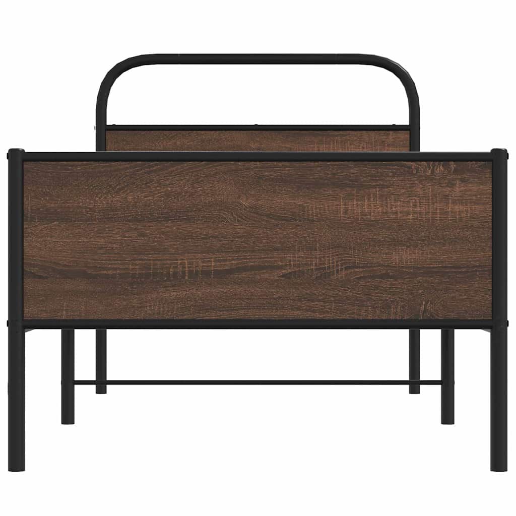 vidaXL Bed Frame without Mattress 100x190 cm Brown Oak Engineered Wood