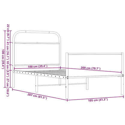 vidaXL Bed Frame without Mattress 100x200 cm Brown Oak Engineered Wood