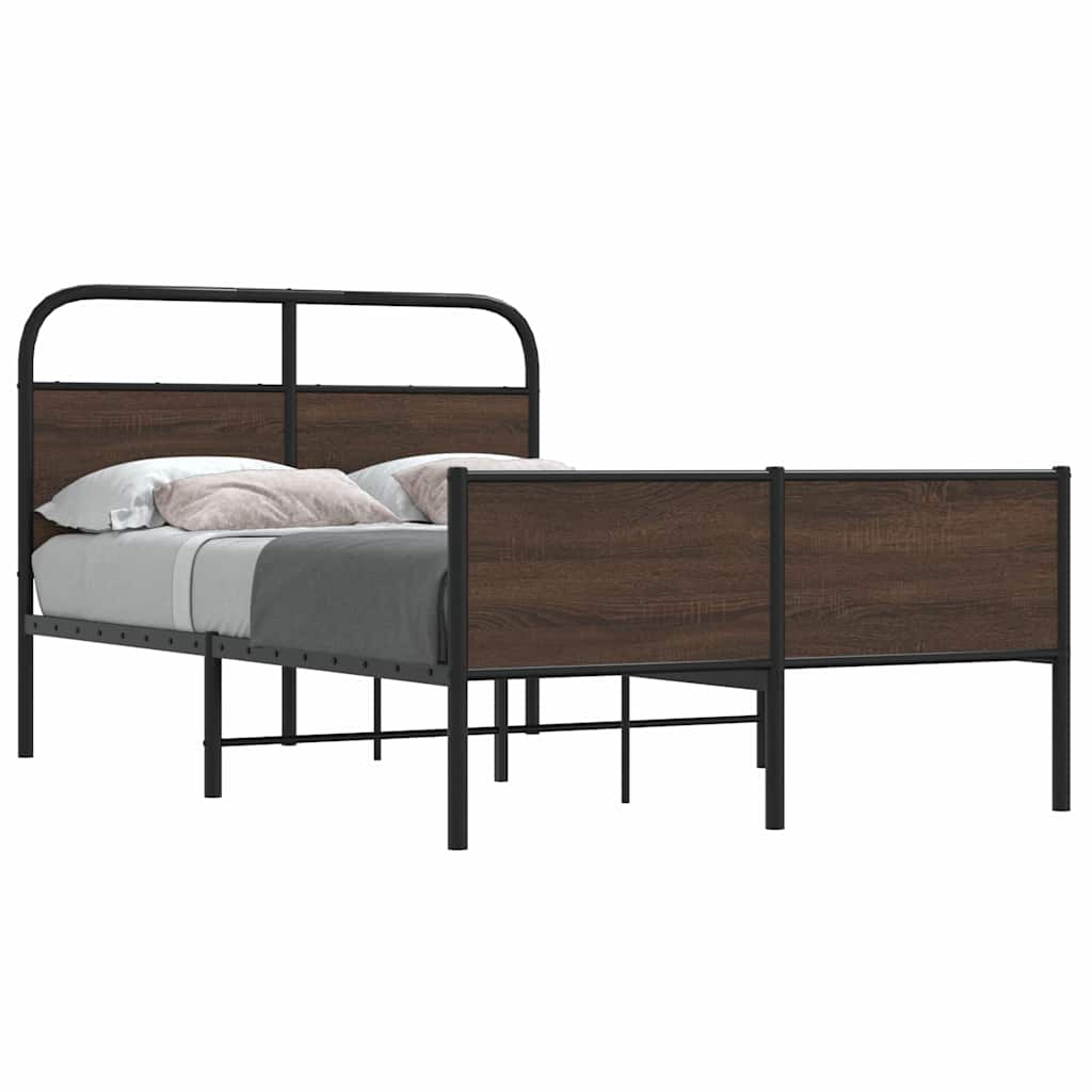 vidaXL Bed Frame without Mattress 120x190 cm Brown Oak Engineered Wood