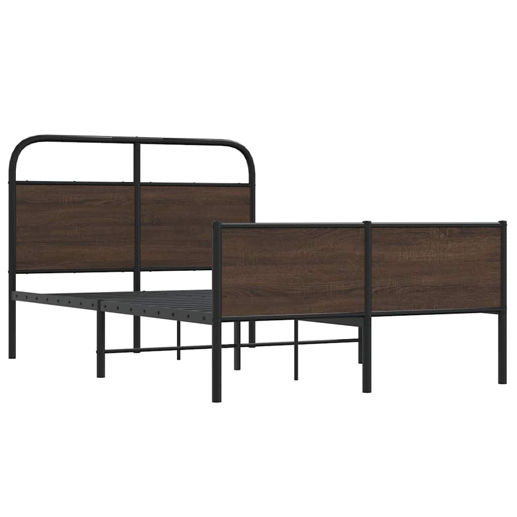 vidaXL Bed Frame without Mattress 140x190 cm Brown Oak Engineered Wood