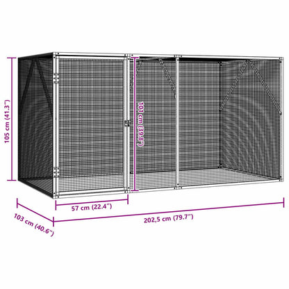vidaXL Bird Cage Anthracite 208 x 102 x 108 cm Galvanised Steel
