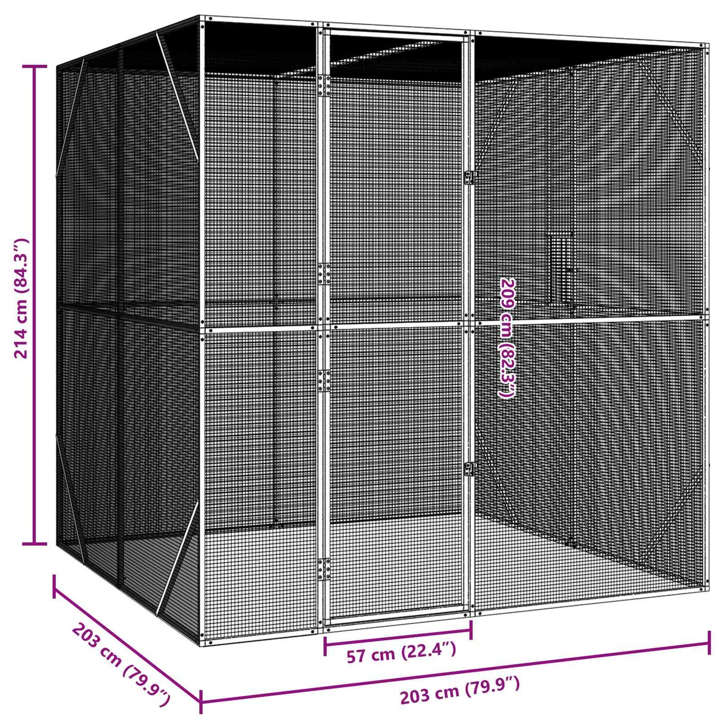 vidaXL Bird Cage Anthracite 209 x 202 x 214 cm Galvanised steel