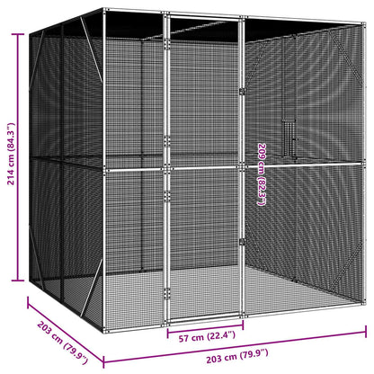 vidaXL Bird Cage Anthracite 209 x 202 x 214 cm Galvanised steel