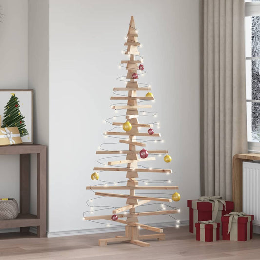 vidaXL | Wooden Christmas Tree | with Stand natural 180 cm Solid pine wood