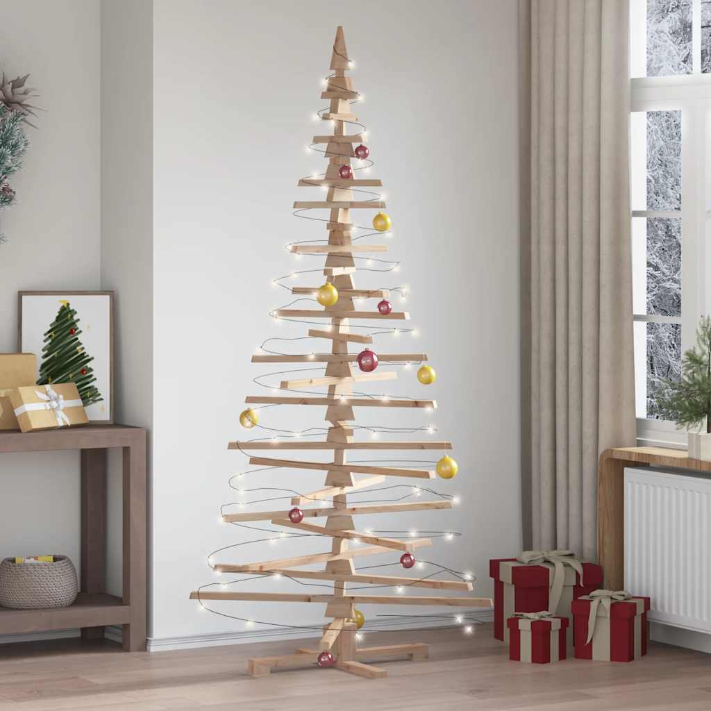 vidaXL Wooden Christmas Tree for Decoration 210 cm Solid Wood Pine