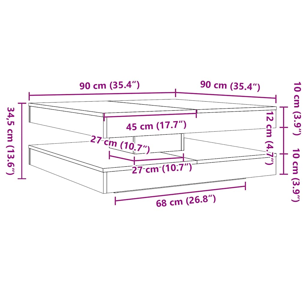 vidaXL Coffee Table 360-Degree Rotatable White 90x90x34.5 cm