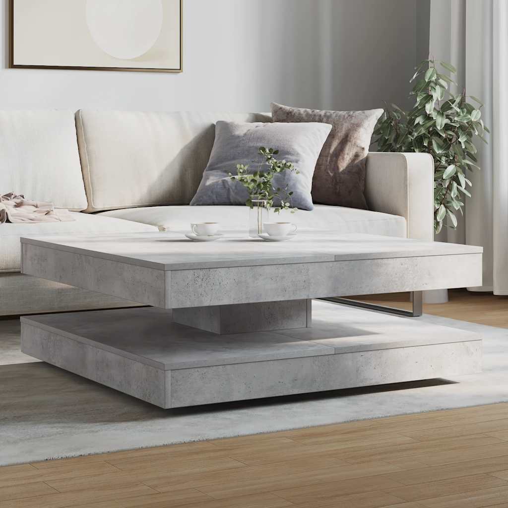 vidaXL Coffee Table 360-Degree Rotatable Concrete Grey 90x90x34,5 cm