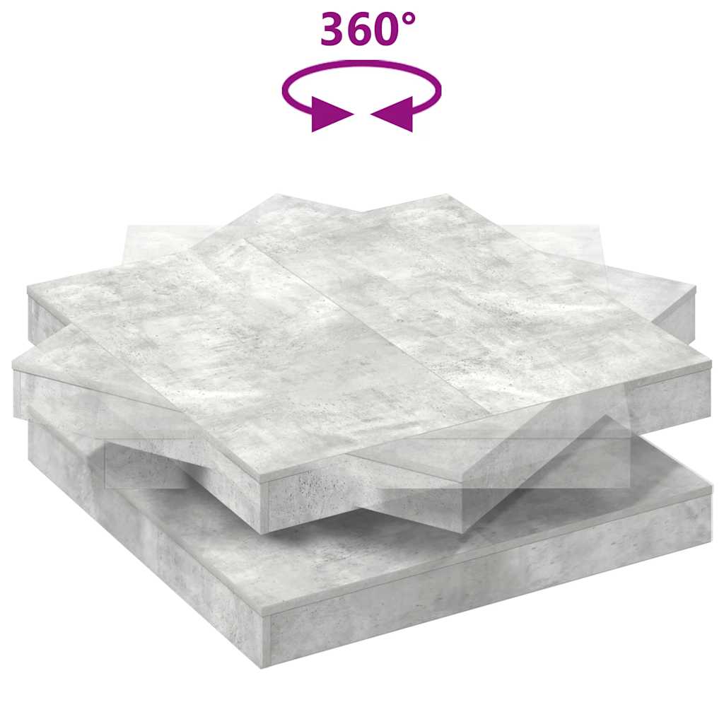 vidaXL Coffee Table 360-Degree Rotatable Concrete Grey 90x90x34,5 cm