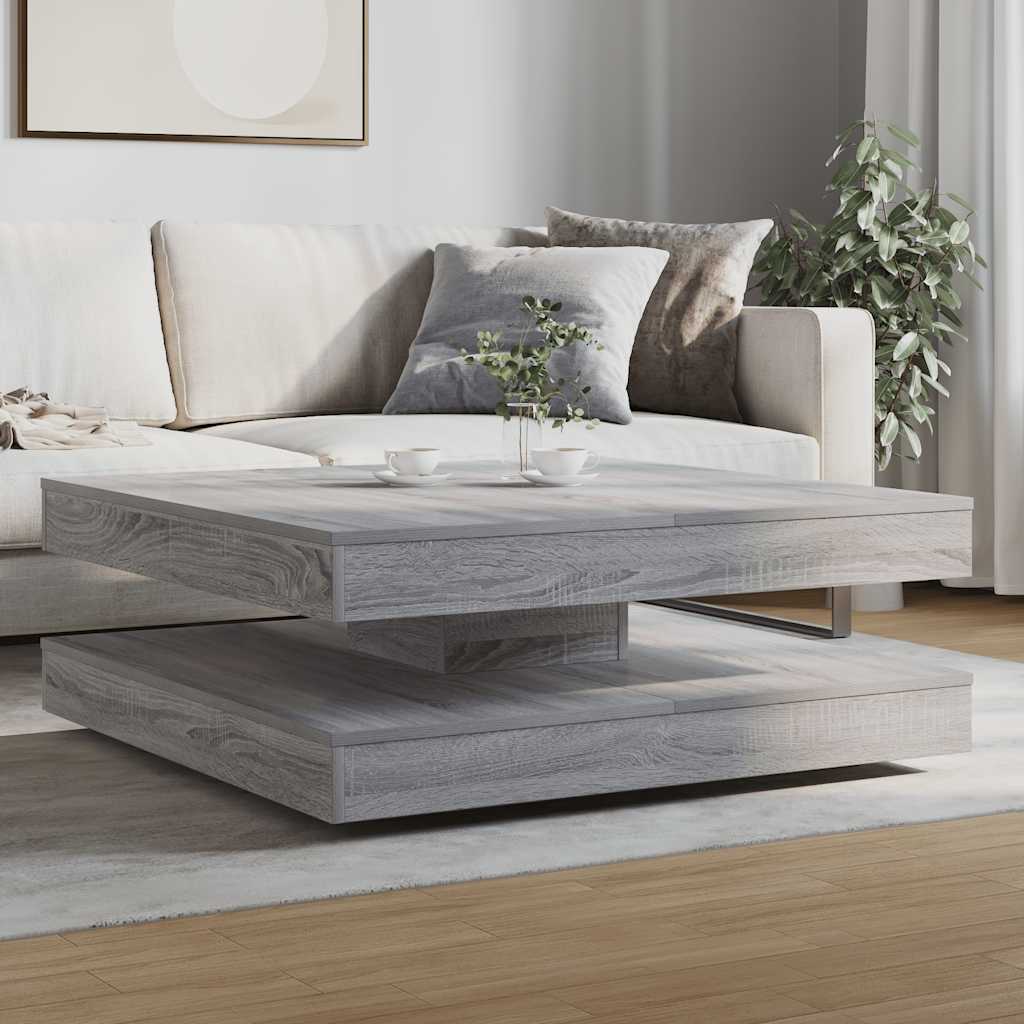 vidaXL Coffee Table 360-Degree Rotatable Grey Sonoma 90x90x34,5 cm