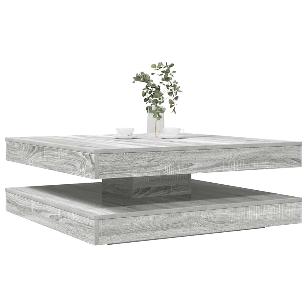 vidaXL Coffee Table 360-Degree Rotatable Grey Sonoma 90x90x34.5 cm