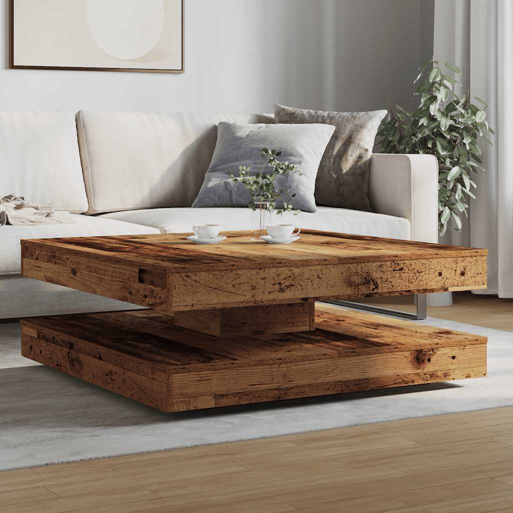 vidaXL Coffee Table 360-Degree Rotatable Old Wood 90x90x34,5 cm