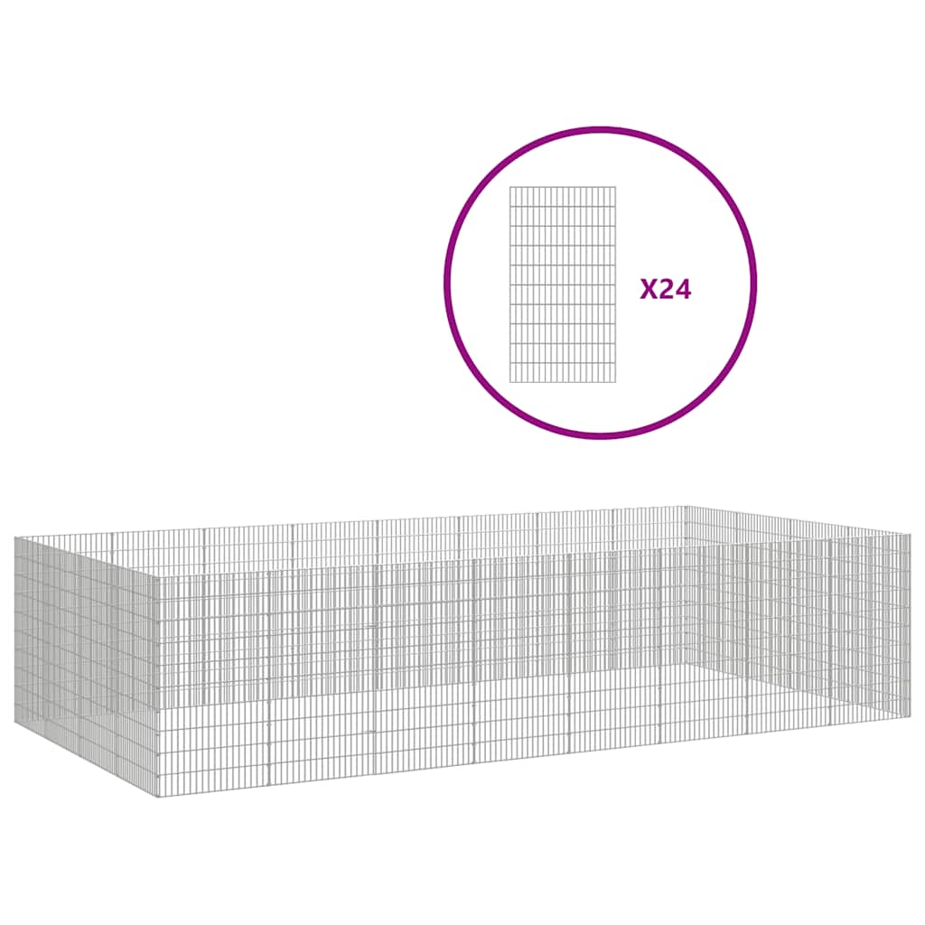 vidaXL Free Range Animal Enclosure 24-Panel 54x100 cm Galvanised Iron
