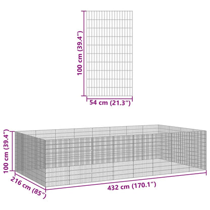 vidaXL Free Range Animal Enclosure 24-Panel 54x100 cm Galvanised Iron