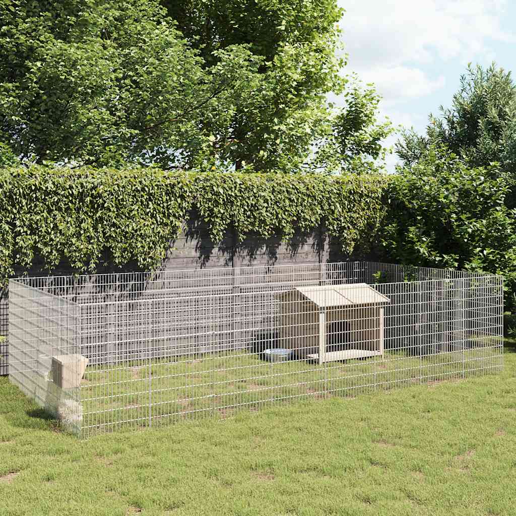 vidaXL Free Range Animal Enclosure 24-Panel 54x100 cm Galvanised Iron
