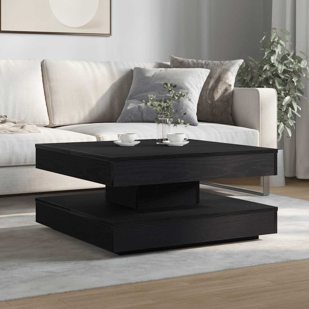 vidaXL Coffee Table 360-Degree Rotatable Black 70x70x34,5 cm