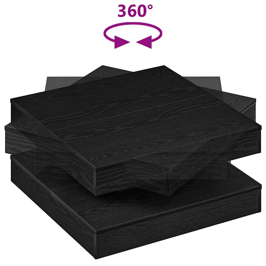 vidaXL Coffee Table 360-Degree Rotatable Black 70x70x34,5 cm