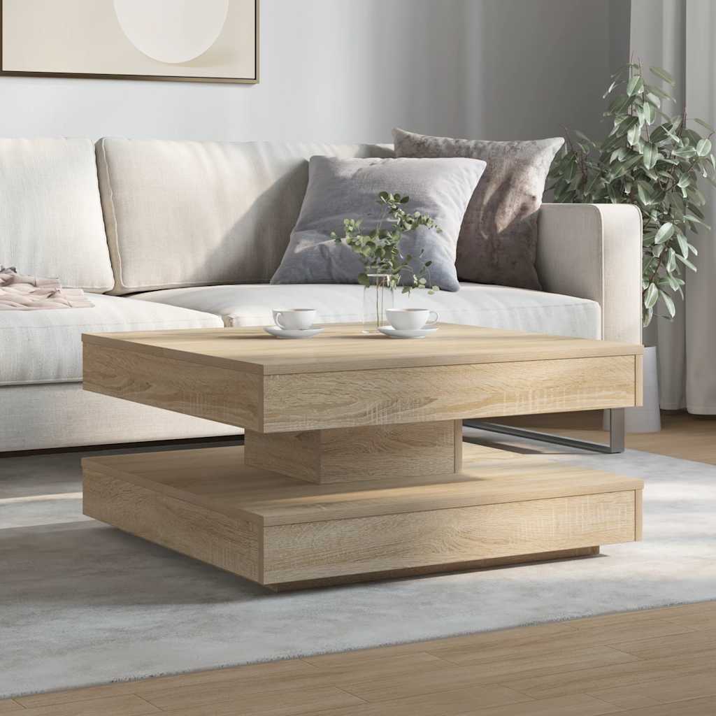 vidaXL Coffee Table 360-Degree Rotatable Sonoma Oak 70x70x34,5 cm