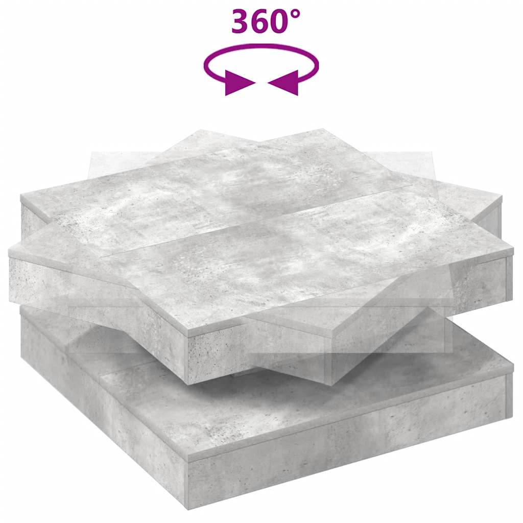 vidaXL Coffee Table 360-Degree Rotatable Concrete Grey 70x70x34,5 cm