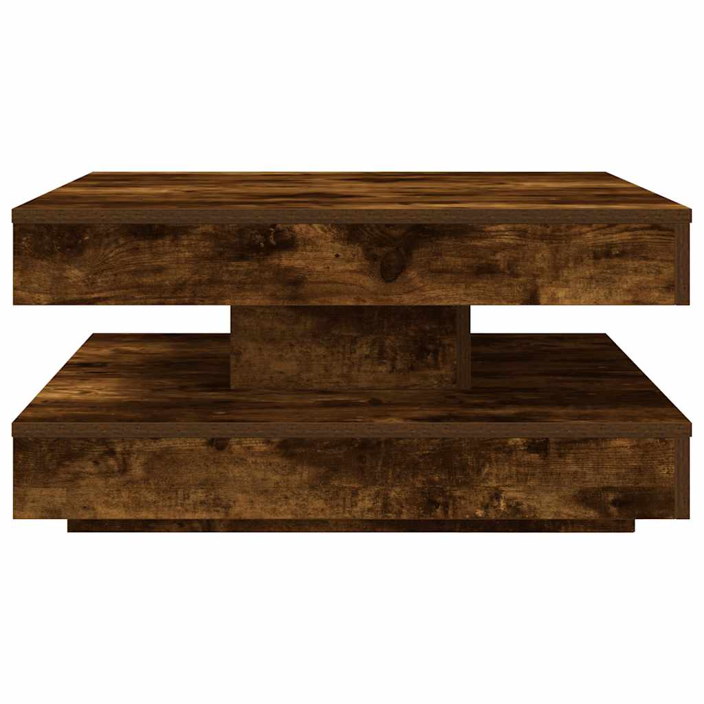 vidaXL Coffee Table 360-Degree Rotatable Smoked Oak 70x70x34.5 cm