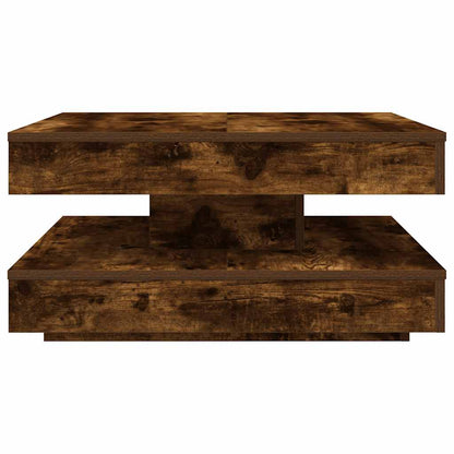 vidaXL Coffee Table 360-Degree Rotatable Smoked Oak 70x70x34.5 cm
