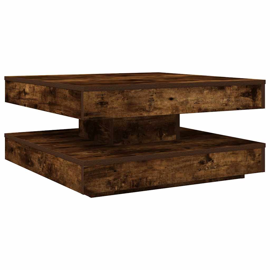 vidaXL Coffee Table 360-Degree Rotatable Smoked Oak 70x70x34.5 cm